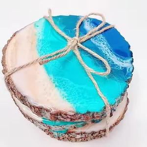 Sous-verres de luxe pour bière, thé, café, présentoir sous-verre personnalisé en bois d'acacia pour boissons ensemble de sous-verres en résine époxy - Product Image 1