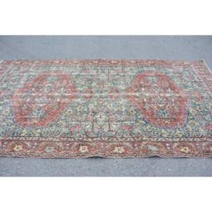 Tapis turc vintage 5.9 X 11ft rouge bleu plat tissage laine tapis avec Latex support Patchwork motif pour salon décorations - Product Image 3