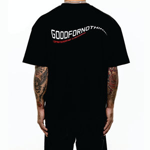 เสื้อยืดผ้าฝ้าย100% โอเวอร์ไซส์ทรงหลวมเปิดไหล่สำหรับผู้ชาย-ปรับแต่งโลโก้ได้ - Product Image 6