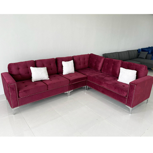 Contemporary L-Shaped Corner <b>Sofa</b> Set SFL68028 2.6m X 1.6m with Red PU Fabric Tufted Extendable Home Furniture <b>Sponge</b> Filling - Product Image 2