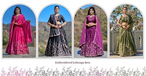 Tela Chinon pesada verde oliva recién lanzada con trabajo de bordado Leheriya Lehenga Choli para eventos tradicionales de boda - Product Image 6