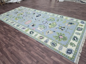 พรมปูพื้นสีเทาแบบคลาสสิก ซักได้ ลายดอกไม้แบบนามธรรม ขอบสีชมพู สไตล์โอเรียนทอล สำหรับห้องนั่งเล่น - Product Image 6