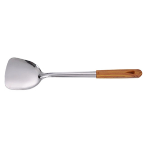 Lot de 2 spatules de cuisine ustensiles/spatule de service et de cuisson en acier inoxydable avec manche en bois - Product Image 3