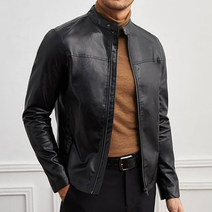 Chaqueta de Motociclista de Cuero de Alta Calidad, Chaqueta de Cuero PU de Invierno con Cremallera Completa y Logotipo Bordado Personalizado para Hombre - Product Image 5