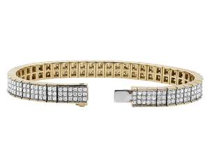 New Style Luxury In Sterling <b>Silver</b> Yellow Gold Plated Moissanite Diamond Charm <b>Bracelet</b> For <b>Men</b> - Product Image 3