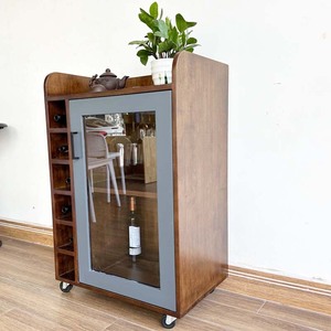 Natural Wood Solid <b>Wine</b> Cabinet Portable Mini - Product Image 5