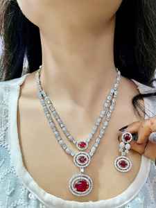 Collier en laiton double couche serti de boucles d'oreilles diamants américains taille étoile parfait pour la fête paire avec ethnique et Western Wear - Product Image 5