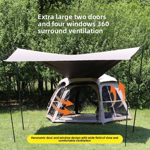 Tente de camping hexagonale automatique 2-en-1 avec protection solaire intégrée pour l'extérieur - Product Image 5