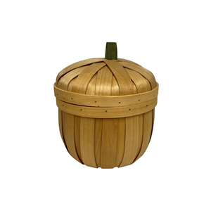 Panier de légumes en bois de boisseau de citrouille à prix réduit fait à la main Panier de récolte en bois avec couvercle Décor de récolte en gros du Vietnam - Product Image 1