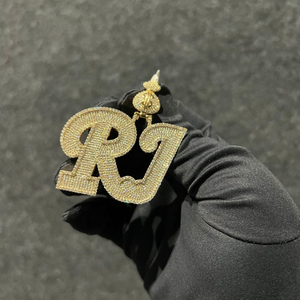 Pendentif Hip Hop personnalisé en argent S925, diamant Moissanite VVS, lettres serties, plaqué or, testeur de qualité, breloques élégantes pour soirée - Product Image 1