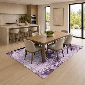 Alfombra de Chenilla Lavable a Máquina con Estampado Digital Tradicional Anatolia Rosa Ciruela, Antideslizante, Modelo LXDP-0067 de RUGS DEPOT, Venta al Por Mayor - Product Image 4