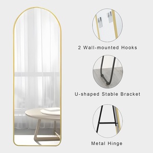 Miroir multifonctionnel au design unique Miroir mural et au sol Cadre en métal Convient pour le salon, la chambre et les cadeaux d'occasion - Product Image 3