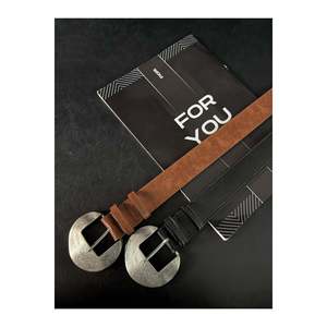 Ceinture pour femme en similicuir à boucle ovale, 2 pièces, pour pantalon, veste, chemise, robe - Noir-brun-noir - Product Image 3
