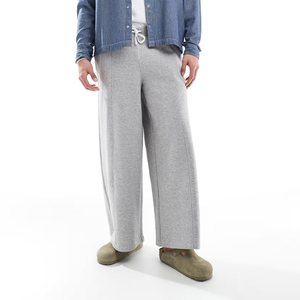 Pantalones acampanados de gran tamaño para hombre, pantalones lavados personalizados de color gris jaspeado con cuerda en el interior y bolsillo en la espalda, pantalones de chándal para hombre - Product Image 2