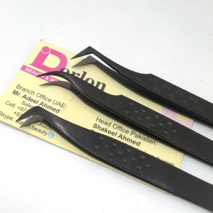 Tendance Professionnel Noir Plasma Fibre Conseils Pince À Cils Cils Pointillé Grip Conception Volume Extension De Cils Pince À Épiler - Product Image 2