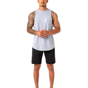 Venta al por mayor de alta calidad cuello redondo gimnasio camisetas sin mangas para los hombres Casual Muscle Fit Fitness dobladillo curvo Poly algodón camiseta sin mangas para los hombres - Product Image 5