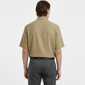 Camisa de Vestir de Bambú Sólida Personalizada para Hombre, Corte Holgado, Manga Corta, Ecológica, Formal - Product Image 3