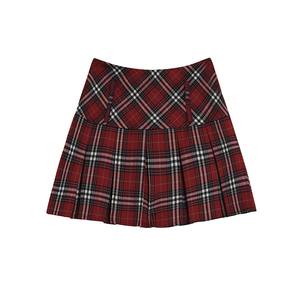 Tartan Zipper Sexy School Girls Pleated Plaid High Waist Slim Fit Loose Breathable A-line Tartan 19" Knee-length Kilt <b>Skirt</b> - Product Image 1