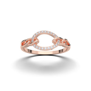 Juego de puntas de diamante de corte redondo de 0,08 quilates, anillo moderno inspirado en la cadena hecho en plata para ella - Product Image 3