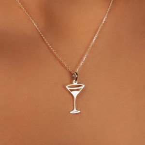 New Trendy Designer Necklace Gold Plated Brass Personalized Gift Beautiful Wine <b>Glass</b> <b>Charm</b> Jewelry Chain Necklace for Women - Product Image 2