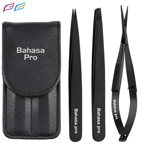 Pince à épiler inclinée en plasma noir, en acier inoxydable, pince à épiler pointue, outil, bon prix, ciseaux à ressort avec logo par Bahasa Pro - Product Image 5