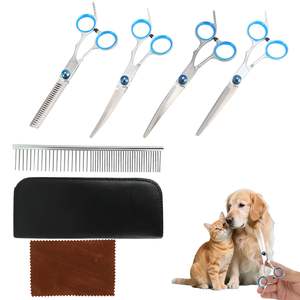 Kit de ciseaux de toilettage pour chien professionnel 4 en 1, ciseaux de sécurité et peigne en titane, acier inoxydable résistant à la rouille - Product Image 1