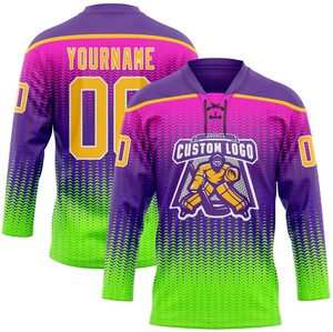 Services OEM, vente chaude, impression par sublimation personnalisée, séchage rapide, anti-bactérien, maillot de hockey 100% polyester avec noms d'équipe personnalisés - Product Image 2