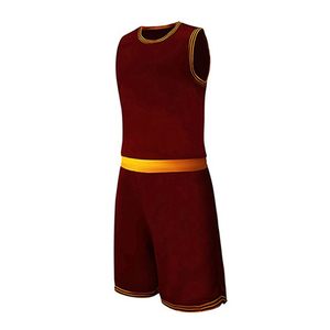 Conjunto de Camiseta de Baloncesto Color Granate para Hombre, Sin Mangas, Cuello Redondo, Cintura Elástica, 100% Poliéster, Transpirable, Ropa Deportiva para Todas las Temporadas - Product Image 3