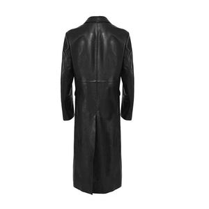 Women's Fall Winter Genuine Leather Trench Coat Double Breasted Coats Blazer Suit Button Decoration Waterproof Knitted Silk - Product Image 5