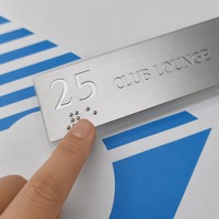 Panneau de signalisation personnalisé en acier inoxydable brossé avec gravure bilingue Braille ADA pour hôtel, bureau, ascenseur, étage, porte, chambre