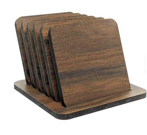 Ensemble de sous-verres classiques en bois d'acacia avec tapis à thé en bambou et plateau en ardoise, accessoires de table écologiques pour la cuisine - Product Image 3