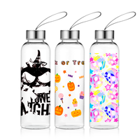 Bouteilles d'eau réutilisables en gros – Gobelets sportifs modernes en verre borosilicate transparent personnalisés, sans BPA, cadeaux d'Halloween