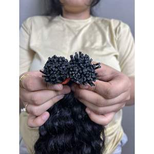 Indian Virgin <b>Curly</b> I-Tip Keratin <b>Extensions</b> 100% Vietnamese Human Hair Loose Deep Style Stretched Length 8 36 Inches Raw - Product Image 3