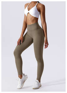 เลกกิ้งรัดรูปเอวสูงไร้รอยต่อสำหรับผู้หญิงเลกกิ้งโยคะฟิตเนสสีพื้น - Product Image 4