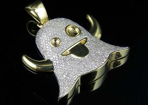 14K dos tonos chapado en oro 3.10Ct corte redondo Real Moissanite conejito colgante de dibujos animados para fiestas - Product Image 2