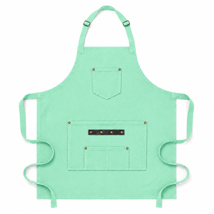 Delantal de Pechera sin Mangas Color Verde Menta, Moderno, con Múltiples Bolsillos, Resistente al Agua, Tejido de Algodón, para Artículos de Limpieza y Uso Diario - Product Image 1