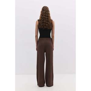 Pantalon décontracté texturé pour femme, respirant, tissé, taille haute, jambe large, fermeture élastique, taille XS, 100 % polyester, Mega Merchant - Product Image 5