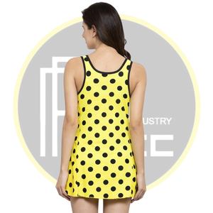 <b>Women</b> Polka Dot Swim Dress Modest One-Piece <b>Swimsuit</b> with <b>Skirted</b> Bottom - Product Image 2