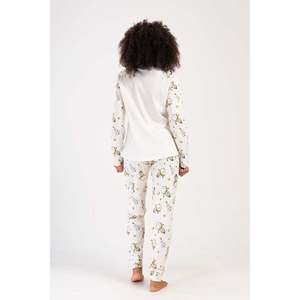 KADIN P.SUPREM XXL O YAKA REGLAN UZUN KOL ETEGI OVAL MANSETLI PIJAMA TAKIM - เครม - เครม - Product Image 4