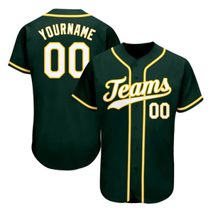 Maillots de baseball verts personnalisés exclusifs pour hommes et femmes Vêtements de sport respirants avec motifs imprimés pour correspondre à votre équipe - Product Image 1