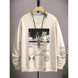 Sweat-shirt personnalisé pour hommes, pull-over à manches longues et à col rond surdimensionné avec impression de lettres - Product Image 3