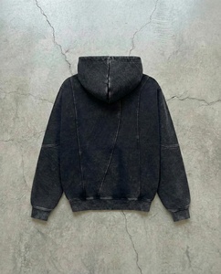 Wholesale Trendy Distressed Rough Patches Hoodie Vintage Casual Unisex <b>Sweatshirt</b> for Retail and Bulk Cotton Pullover Hoodies - Product Image 2