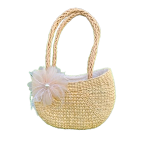 Bolsa de mimbre de jacinto de agua de estilo clásico marrón claro de alta calidad patrón de cesta de artesanía decoraciones navideñas Vietnam directo - Product Image 4