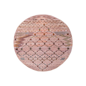 Alfombra de Lana y Seda de Bambú Anudada a Mano con Diseño Geométrico Rosa y Morado Freedom Manchaha para Sala de Estar, Pasillo, Modelo Les-2394 - Product Image 1