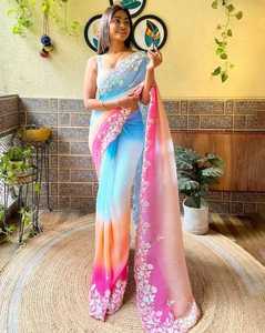Elegante En Verbazingwekkende Bollywood Designer Borduurwerk Georgette Sari Nieuwste Exclusieve <span class=keywords><strong>Saree</strong></span> Nieuwste Exclusieve Trendy Bruidsaree