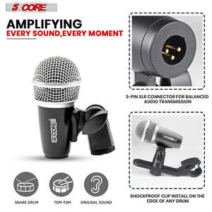 5 Core Conga Mic Snare Tom <b>Microphone</b> Drum Kit <b>Condenser</b> XLR Instrument Mics - Product Image 5