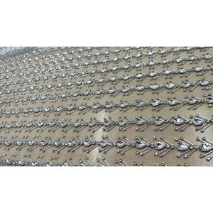 Tela de Lujo Bordada con Cristales Silver Dewdrop, 100% Poliéster, Encaje Tejido con Característica Transpirable, Artículos en Stock - Product Image 3