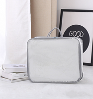 Sac de rangement réutilisable en PVC transparent avec soufflets sur 4 côtés, fermeture éclair, recyclable, pour couette, ensemble de literie, oreiller, avec poignée Flexiloop personnalisée