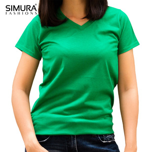 T-shirt réutilisable pour femme en coton biologique 100% de haute qualité, col en V, manches courtes, coupe régulière, grande taille, crop top écologique - Product Image 4
