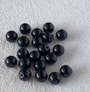 Cuentas de vidrio negro azabache hechas a medida en tamaño 10 mm Ideal para diseñadores de joyas y Tiendas de Cuentas - Product Image 3
